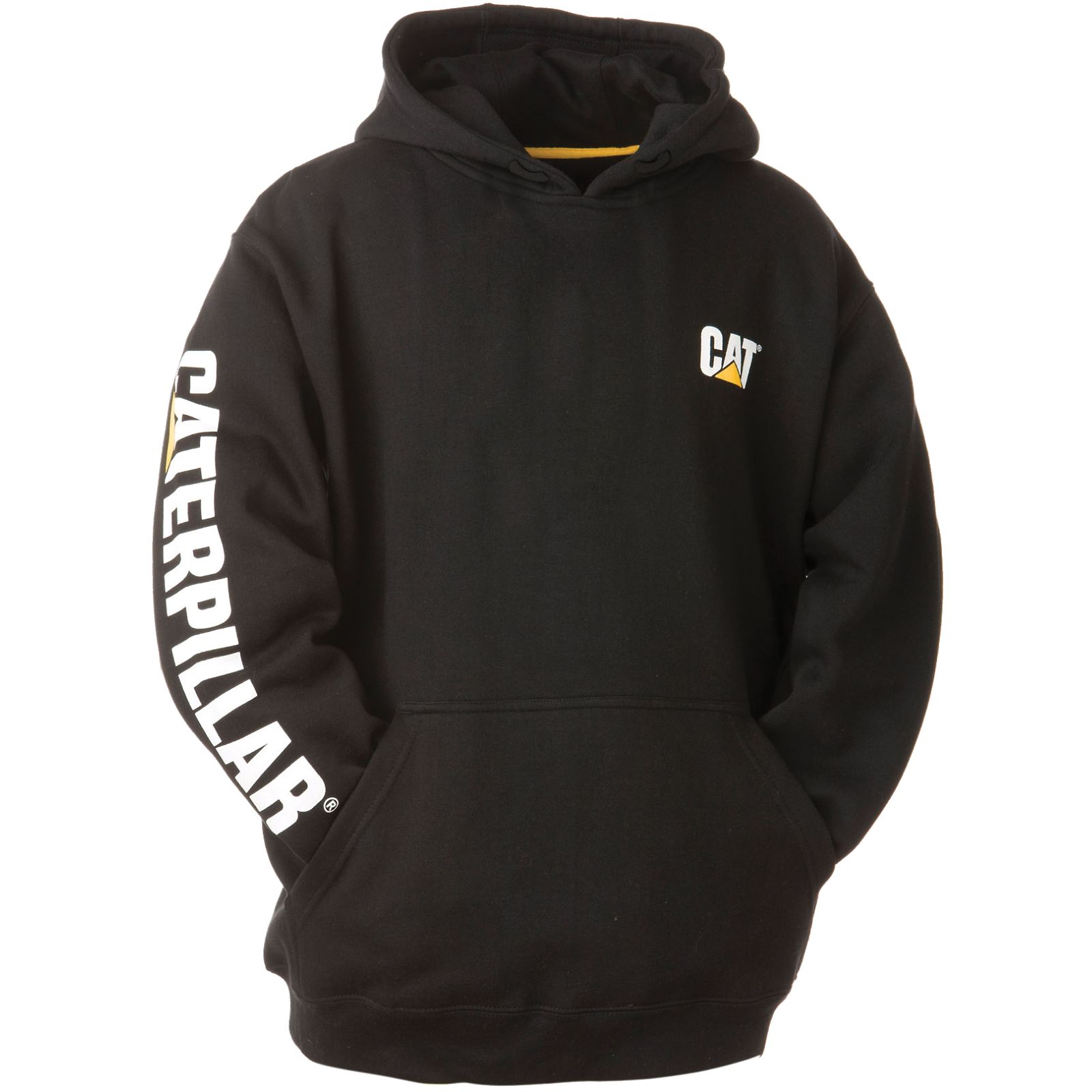 Caterpillar Trademark Banner - Mens Hoodies - Black - NZ (815HUCKLM)